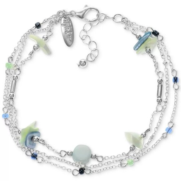 Style & Co Mixed Bead Multi-Row Ankle Bracelet in Silver-Tone NWT MSRP $25 - Picture 1 of 4